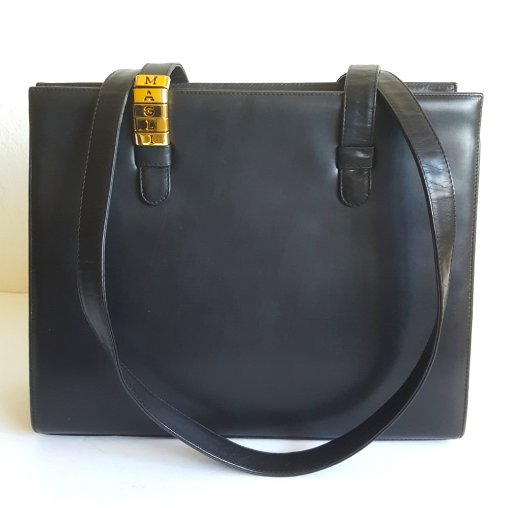 Bruno Magli Long Shoulder Strap Bag TRENDING 💎 Black Leather & Charms Vintage